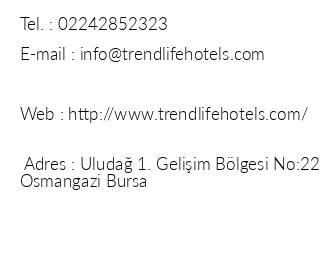Trend Life Hotels Uluda iletiim bilgileri